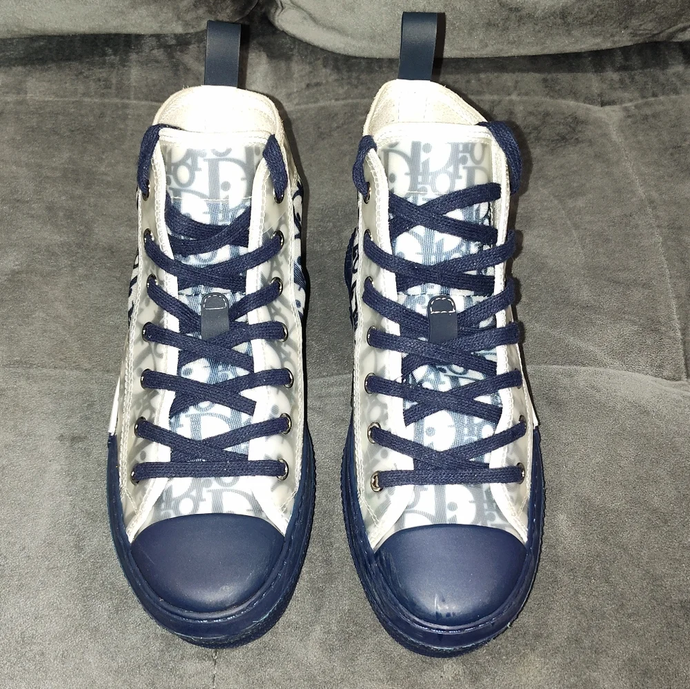 DIOR B23 LEAGUE HIGH-TOP SNEAKERSWHITE AND BLUE DIOR OBLIQUE CANVAS SIZE 39/ 8½ - Picture 5 of 9